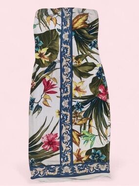 Vintage Cache Tropical Strapless Dress 🌺✨